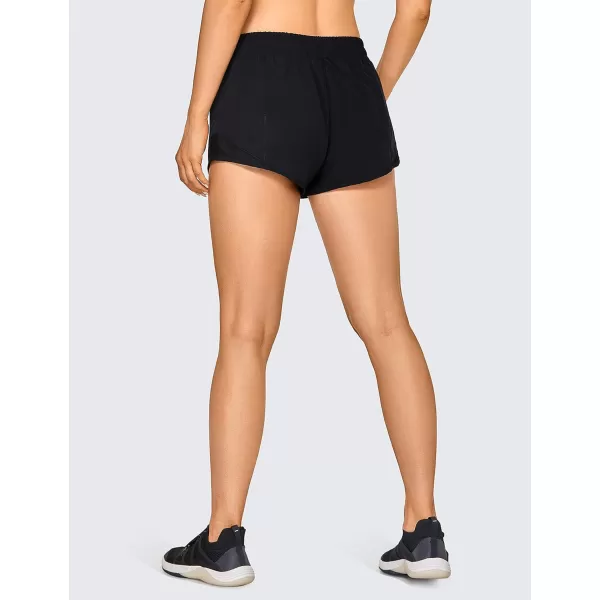 CRZ YOGA Athletic Shorts for Women with Zip Pocket 254 Mid Waist Mesh Liner Shorts for Running Gym WorkoutNewblack