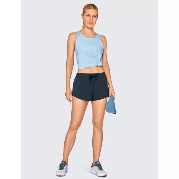 CRZ YOGA Athletic Shorts for Women with Zip Pocket 254 Mid Waist Mesh Liner Shorts for Running Gym WorkoutNewstelindigo