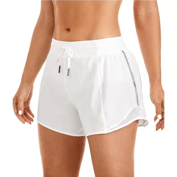 CRZ YOGA Athletic Shorts for Women with Zip Pocket 254 Mid Waist Mesh Liner Shorts for Running Gym WorkoutNewstelindigo