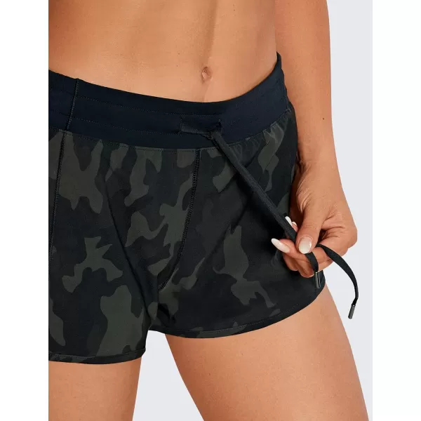 CRZ YOGA Athletic Shorts for Women with Zip Pocket 254 Mid Waist Mesh Liner Shorts for Running Gym WorkoutOlive Camouflage