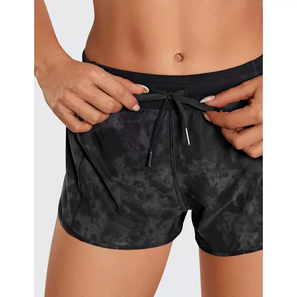 CRZ YOGA Athletic Shorts for Women with Zip Pocket 254 Mid Waist Mesh Liner Shorts for Running Gym WorkoutTie Dye Smoke Ink