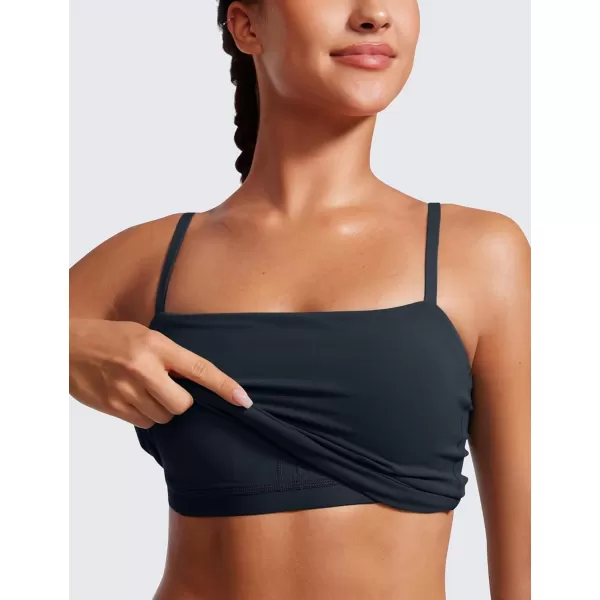 CRZ YOGA Butterluxe Adjustable Longline Sports Bras for Women  Square Neck Padded Workout Crop Top Camisole Tank TopTrue Navy