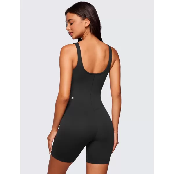 CRZ YOGA Butterluxe Athletic Womens Romper Tank Tops Workout Casual Shorts Jumpsuits One Piece Bodysuit ScoopNeck PaddedBlack