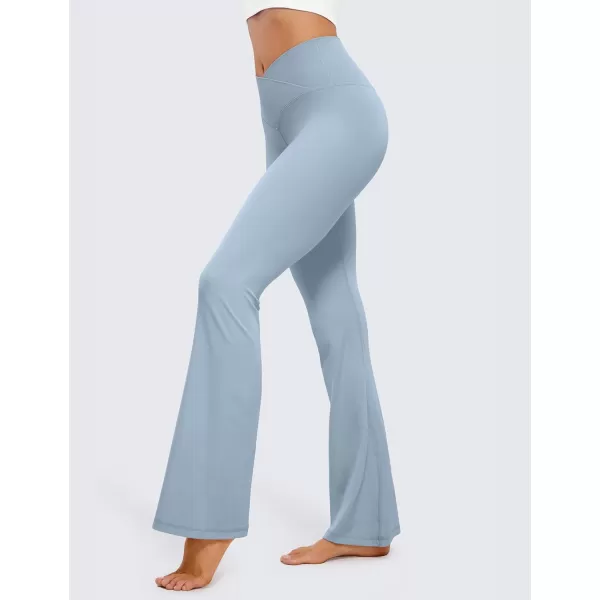 CRZ YOGA Butterluxe Crossover Flare Leggings for Women 31  High Waist V Cross Bootcut Bell Bottoms Tummy Control Yoga PantsCambric Blue