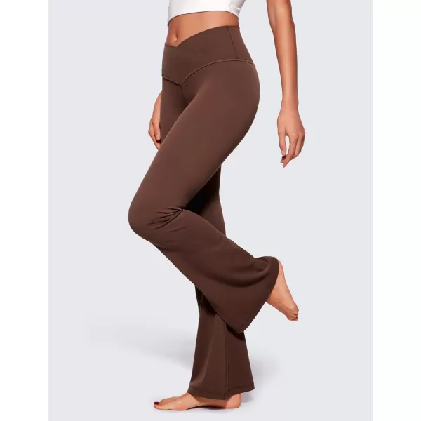 CRZ YOGA Butterluxe Crossover Flare Leggings for Women 31  High Waist V Cross Bootcut Bell Bottoms Tummy Control Yoga PantsCoffee Brown