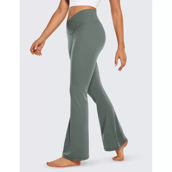 CRZ YOGA Butterluxe Crossover Flare Leggings for Women 31  High Waist V Cross Bootcut Bell Bottoms Tummy Control Yoga PantsGrey Sage