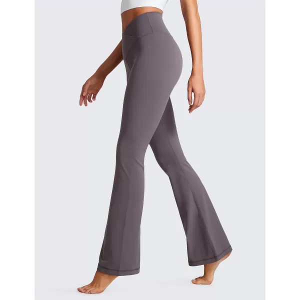 CRZ YOGA Butterluxe Crossover Flare Leggings for Women 31  High Waist V Cross Bootcut Bell Bottoms Tummy Control Yoga PantsTornado Grey