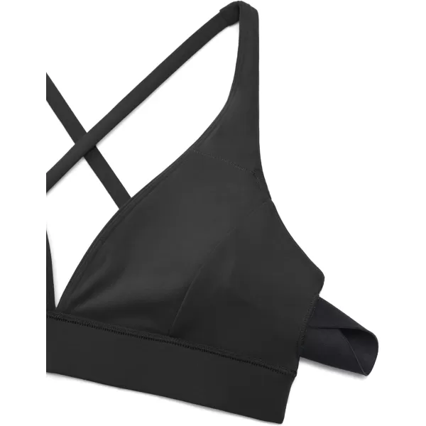 CRZ YOGA Butterluxe Deep VNeck Sports Bras for Women  Spaghetti Strap Criss Cross Padded Bra Sexy Wireless Yoga BraBlack