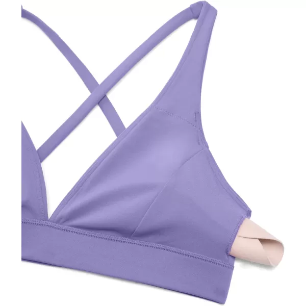 CRZ YOGA Butterluxe Deep VNeck Sports Bras for Women  Spaghetti Strap Criss Cross Padded Bra Sexy Wireless Yoga BraDark Lavender Purple