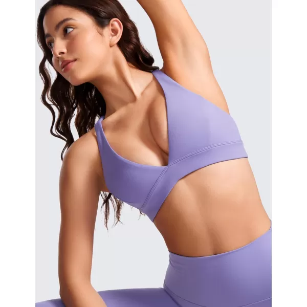 CRZ YOGA Butterluxe Deep VNeck Sports Bras for Women  Spaghetti Strap Criss Cross Padded Bra Sexy Wireless Yoga BraDark Lavender Purple