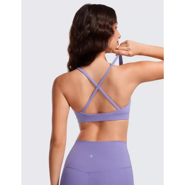 CRZ YOGA Butterluxe Deep VNeck Sports Bras for Women  Spaghetti Strap Criss Cross Padded Bra Sexy Wireless Yoga BraDark Lavender Purple