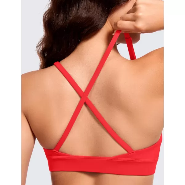 CRZ YOGA Butterluxe Deep VNeck Sports Bras for Women  Spaghetti Strap Criss Cross Padded Bra Sexy Wireless Yoga BraDeep Red