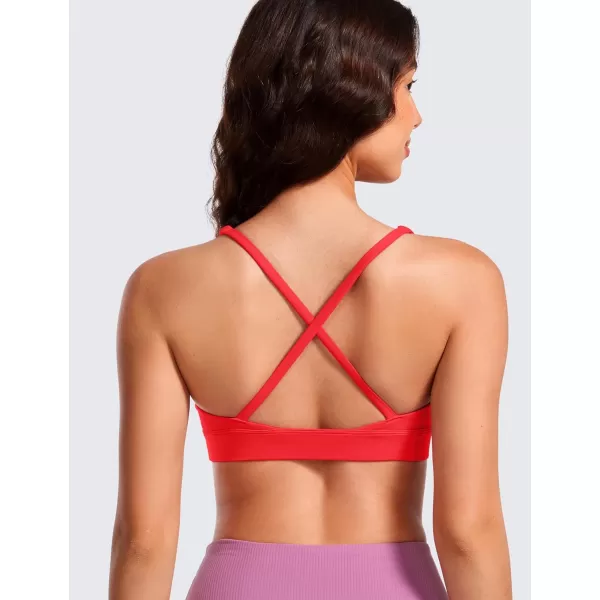 CRZ YOGA Butterluxe Deep VNeck Sports Bras for Women  Spaghetti Strap Criss Cross Padded Bra Sexy Wireless Yoga BraDeep Red