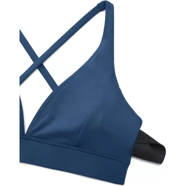 CRZ YOGA Butterluxe Deep VNeck Sports Bras for Women  Spaghetti Strap Criss Cross Padded Bra Sexy Wireless Yoga BraFrench Navy