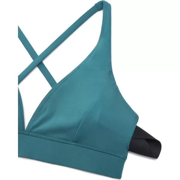 CRZ YOGA Butterluxe Deep VNeck Sports Bras for Women  Spaghetti Strap Criss Cross Padded Bra Sexy Wireless Yoga BraGreen Jade