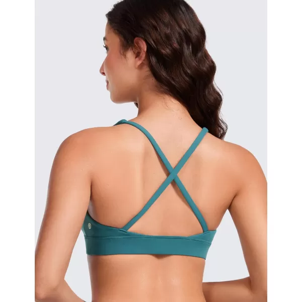 CRZ YOGA Butterluxe Deep VNeck Sports Bras for Women  Spaghetti Strap Criss Cross Padded Bra Sexy Wireless Yoga BraGreen Jade