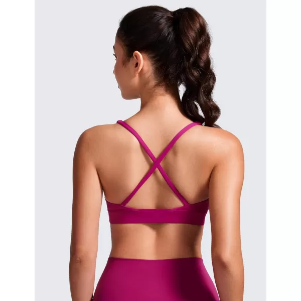 CRZ YOGA Butterluxe Deep VNeck Sports Bras for Women  Spaghetti Strap Criss Cross Padded Bra Sexy Wireless Yoga BraMagenta Purple