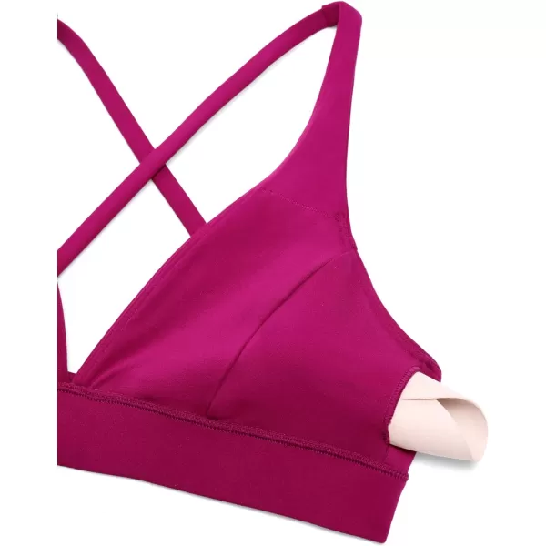 CRZ YOGA Butterluxe Deep VNeck Sports Bras for Women  Spaghetti Strap Criss Cross Padded Bra Sexy Wireless Yoga BraMagenta Purple