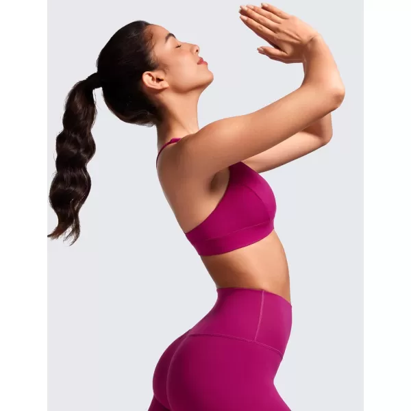 CRZ YOGA Butterluxe Deep VNeck Sports Bras for Women  Spaghetti Strap Criss Cross Padded Bra Sexy Wireless Yoga BraMagenta Purple