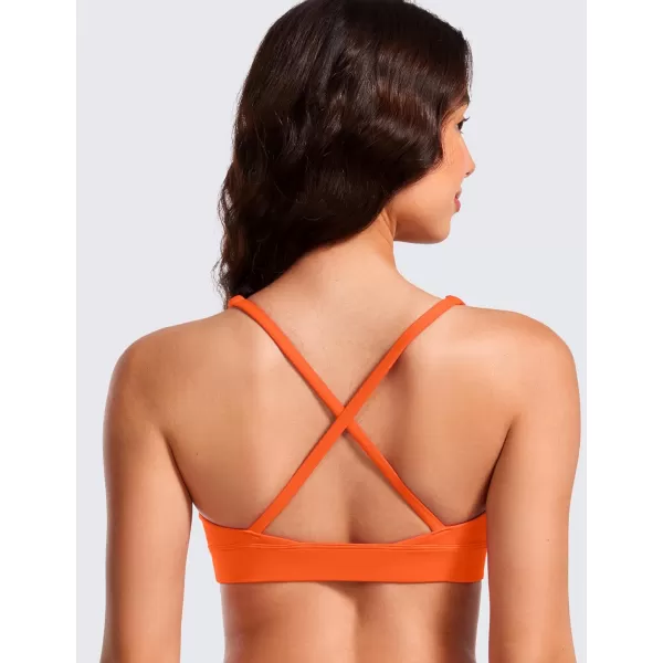 CRZ YOGA Butterluxe Deep VNeck Sports Bras for Women  Spaghetti Strap Criss Cross Padded Bra Sexy Wireless Yoga BraNeon Orange