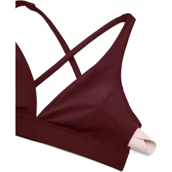 CRZ YOGA Butterluxe Deep VNeck Sports Bras for Women  Spaghetti Strap Criss Cross Padded Bra Sexy Wireless Yoga BraRed Merlot