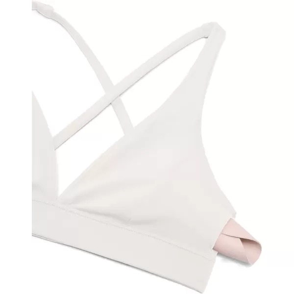 CRZ YOGA Butterluxe Deep VNeck Sports Bras for Women  Spaghetti Strap Criss Cross Padded Bra Sexy Wireless Yoga BraWhite Apricot