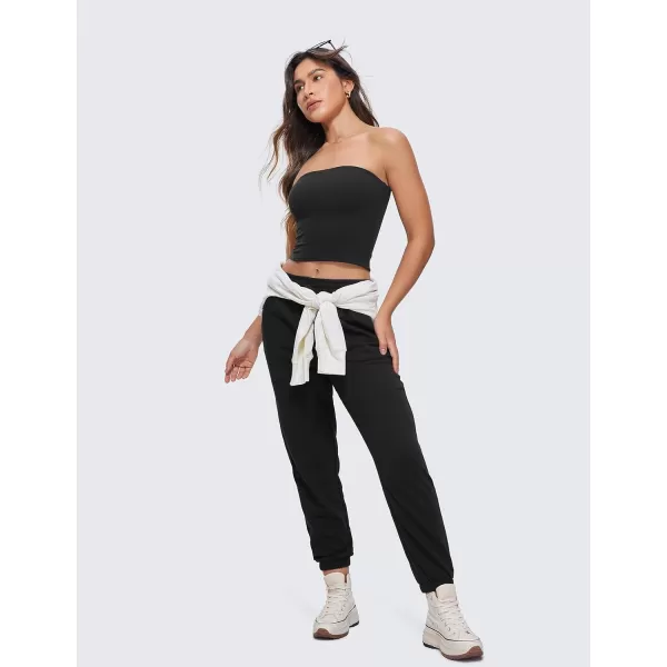 CRZ YOGA Butterluxe Double Lined Tube Tops for Women Basic Bandeau Cropped Tops Strapless Casual Going Out Crop TopBlack