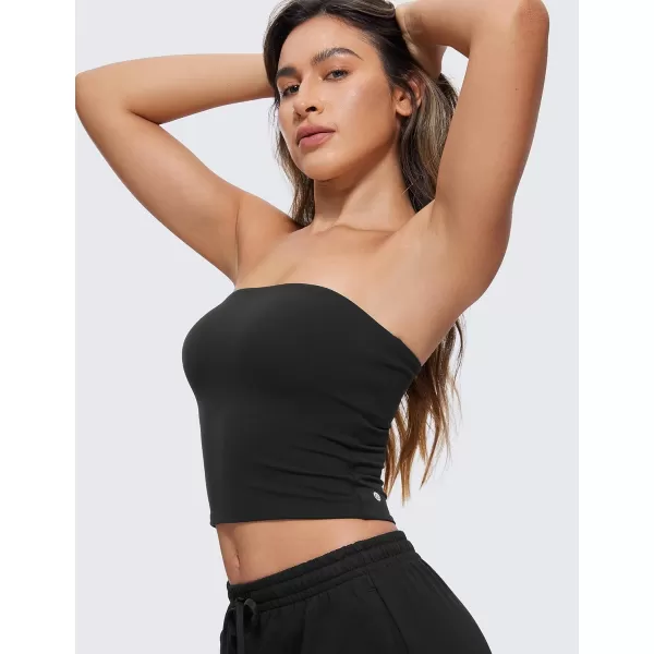 CRZ YOGA Butterluxe Double Lined Tube Tops for Women Basic Bandeau Cropped Tops Strapless Casual Going Out Crop TopBlack