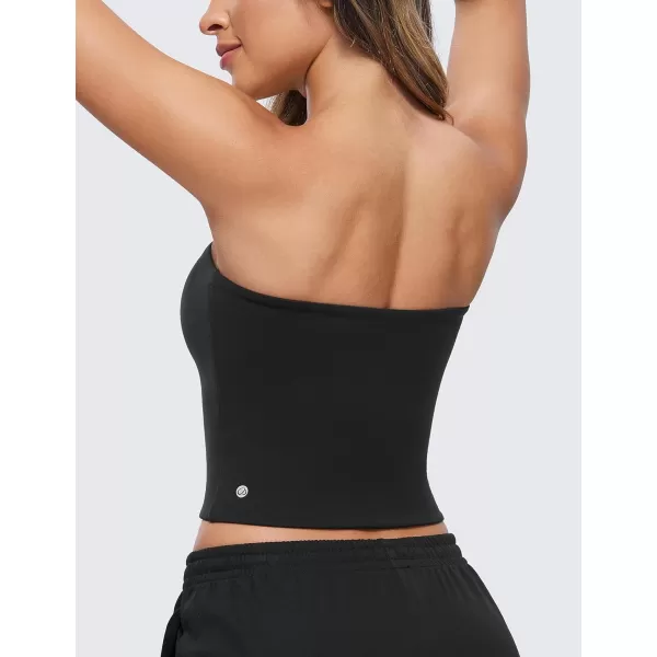 CRZ YOGA Butterluxe Double Lined Tube Tops for Women Basic Bandeau Cropped Tops Strapless Casual Going Out Crop TopBlack