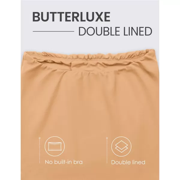 CRZ YOGA Butterluxe Double Lined Tube Tops for Women Basic Bandeau Cropped Tops Strapless Casual Going Out Crop TopDoe Brown