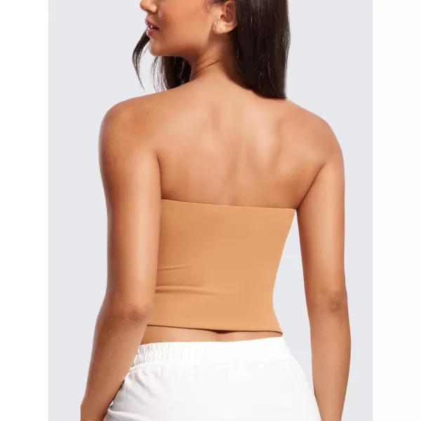 CRZ YOGA Butterluxe Double Lined Tube Tops for Women Basic Bandeau Cropped Tops Strapless Casual Going Out Crop TopDoe Brown