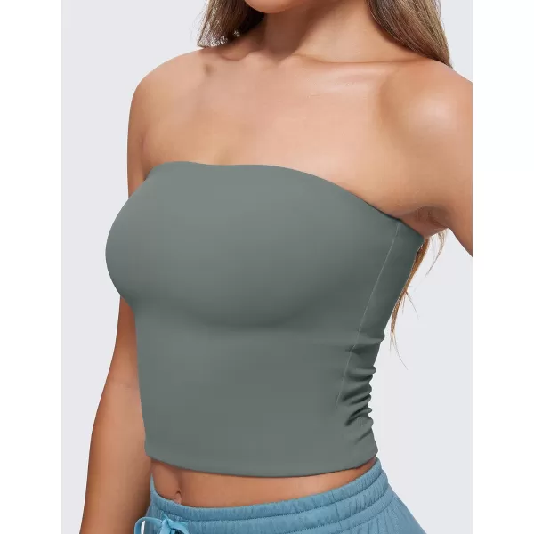 CRZ YOGA Butterluxe Double Lined Tube Tops for Women Basic Bandeau Cropped Tops Strapless Casual Going Out Crop TopGrey Sage