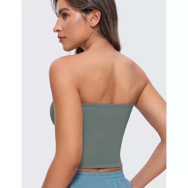 CRZ YOGA Butterluxe Double Lined Tube Tops for Women Basic Bandeau Cropped Tops Strapless Casual Going Out Crop TopGrey Sage