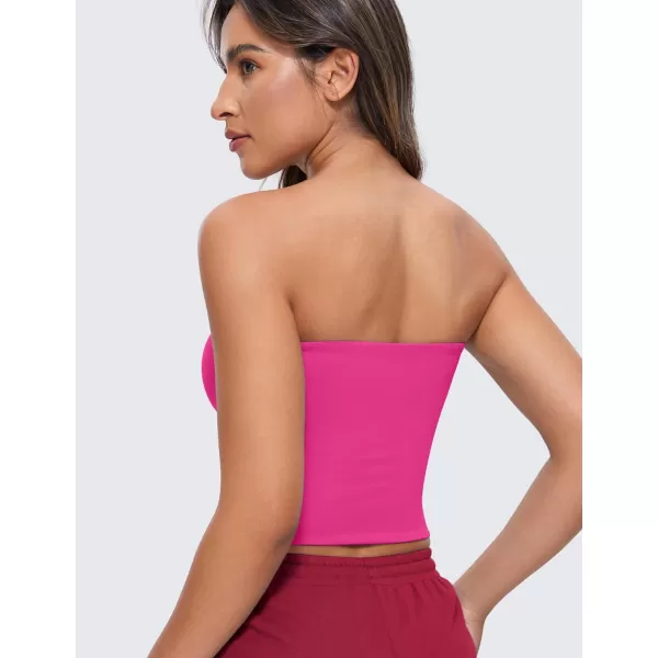 CRZ YOGA Butterluxe Double Lined Tube Tops for Women Basic Bandeau Cropped Tops Strapless Casual Going Out Crop TopHibiscus Purple