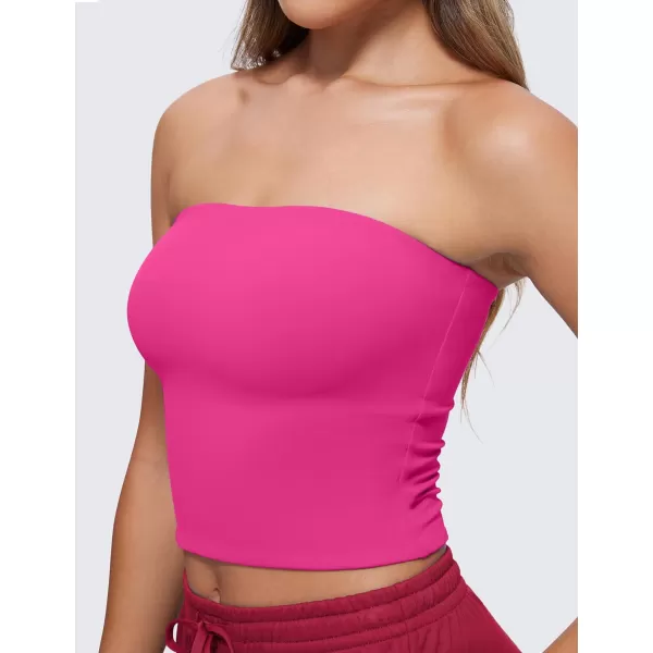 CRZ YOGA Butterluxe Double Lined Tube Tops for Women Basic Bandeau Cropped Tops Strapless Casual Going Out Crop TopHibiscus Purple