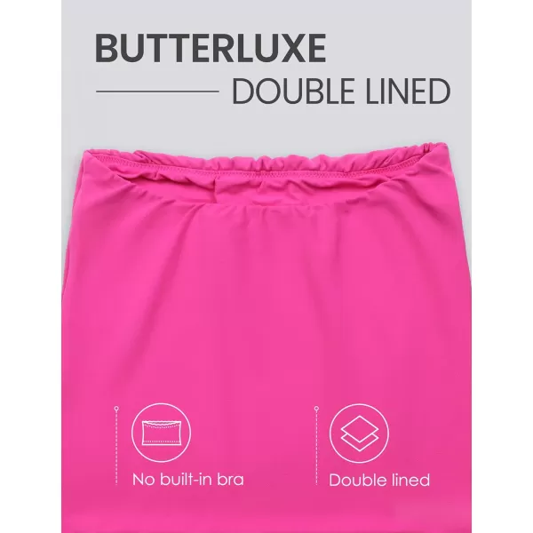 CRZ YOGA Butterluxe Double Lined Tube Tops for Women Basic Bandeau Cropped Tops Strapless Casual Going Out Crop TopHibiscus Purple