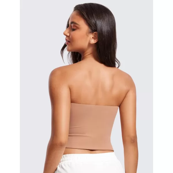 CRZ YOGA Butterluxe Double Lined Tube Tops for Women Basic Bandeau Cropped Tops Strapless Casual Going Out Crop TopMocha Mousse