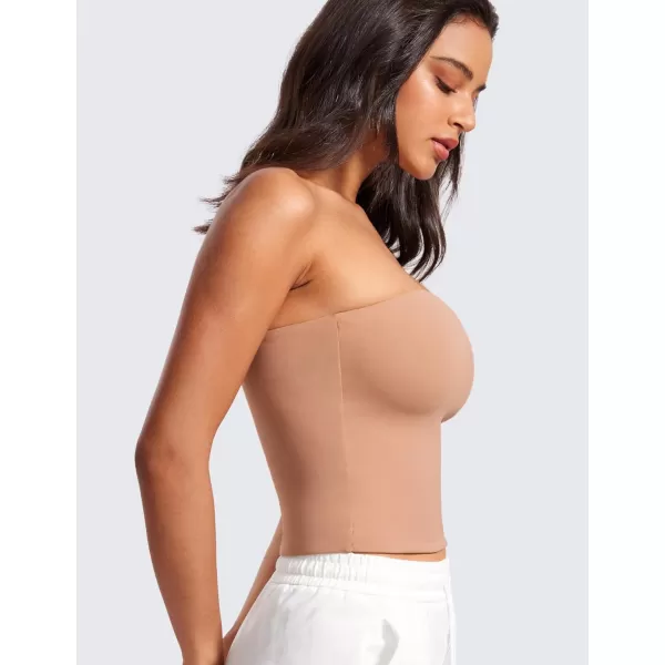 CRZ YOGA Butterluxe Double Lined Tube Tops for Women Basic Bandeau Cropped Tops Strapless Casual Going Out Crop TopMocha Mousse