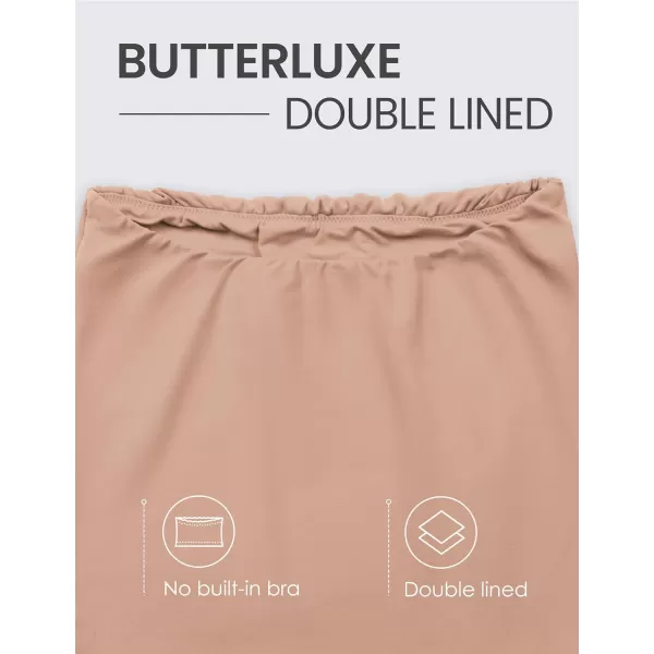 CRZ YOGA Butterluxe Double Lined Tube Tops for Women Basic Bandeau Cropped Tops Strapless Casual Going Out Crop TopMocha Mousse