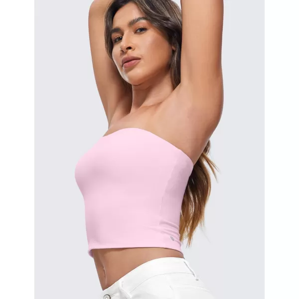 CRZ YOGA Butterluxe Double Lined Tube Tops for Women Basic Bandeau Cropped Tops Strapless Casual Going Out Crop TopPink Peony