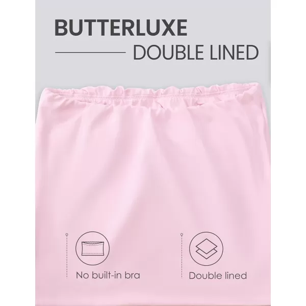 CRZ YOGA Butterluxe Double Lined Tube Tops for Women Basic Bandeau Cropped Tops Strapless Casual Going Out Crop TopPink Peony