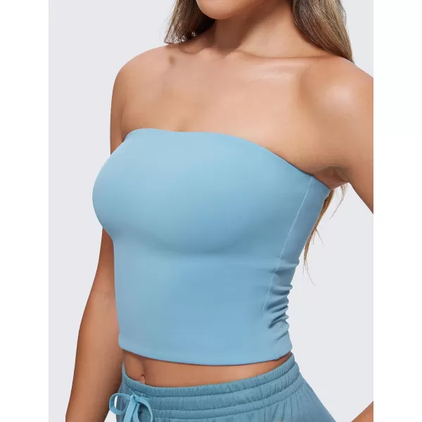 CRZ YOGA Butterluxe Double Lined Tube Tops for Women Basic Bandeau Cropped Tops Strapless Casual Going Out Crop TopPure Blue