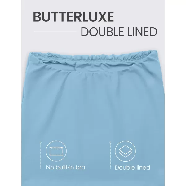 CRZ YOGA Butterluxe Double Lined Tube Tops for Women Basic Bandeau Cropped Tops Strapless Casual Going Out Crop TopPure Blue