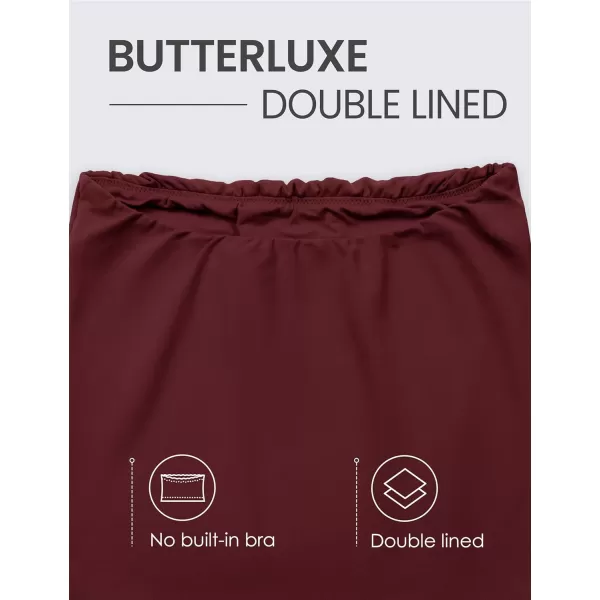 CRZ YOGA Butterluxe Double Lined Tube Tops for Women Basic Bandeau Cropped Tops Strapless Casual Going Out Crop TopRed Merlot