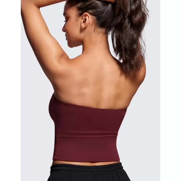 CRZ YOGA Butterluxe Double Lined Tube Tops for Women Basic Bandeau Cropped Tops Strapless Casual Going Out Crop TopRed Merlot