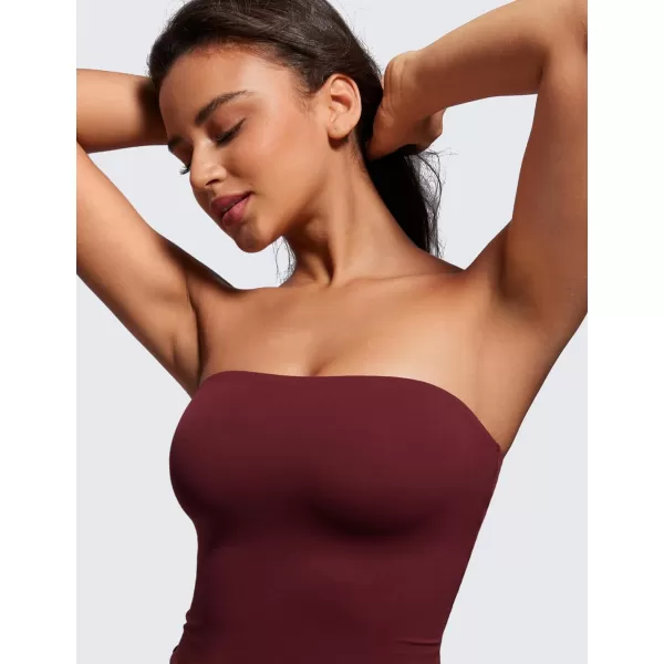 CRZ YOGA Butterluxe Double Lined Tube Tops for Women Basic Bandeau Cropped Tops Strapless Casual Going Out Crop TopRed Merlot