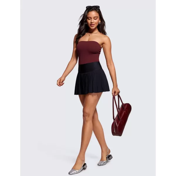 CRZ YOGA Butterluxe Double Lined Tube Tops for Women Basic Bandeau Cropped Tops Strapless Casual Going Out Crop TopRed Merlot