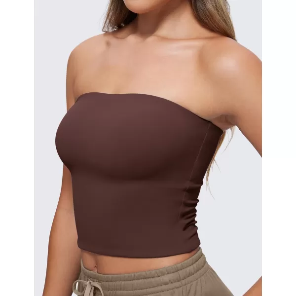 CRZ YOGA Butterluxe Double Lined Tube Tops for Women Basic Bandeau Cropped Tops Strapless Casual Going Out Crop TopTaupe