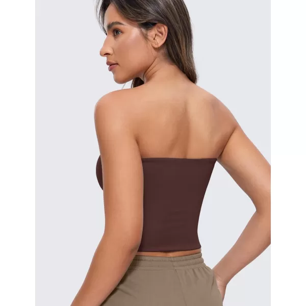 CRZ YOGA Butterluxe Double Lined Tube Tops for Women Basic Bandeau Cropped Tops Strapless Casual Going Out Crop TopTaupe