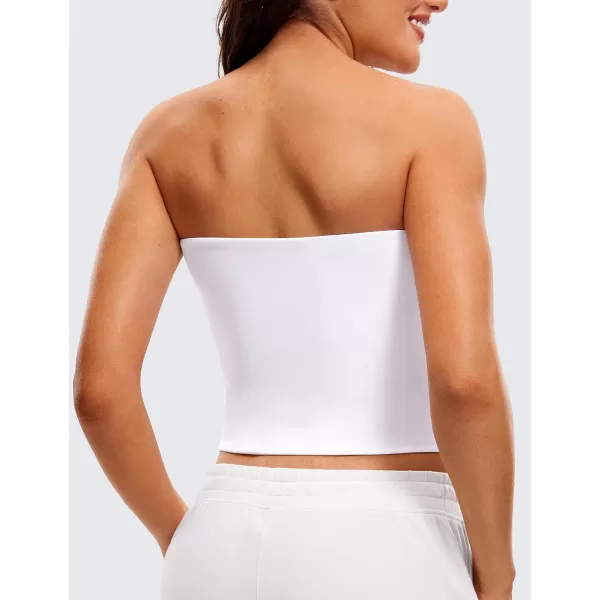 CRZ YOGA Butterluxe Double Lined Tube Tops for Women Basic Bandeau Cropped Tops Strapless Casual Going Out Crop TopWhite